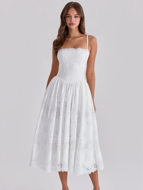 House of CB Dresses & Skirts - house of cb chloe white cotton and lace midi sundress